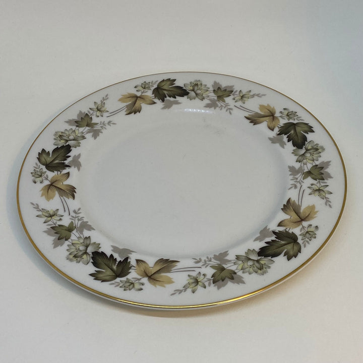 Vintage Autumnal Royal Doulton Brown & Green Leaves Bone China Tea Plate 8"