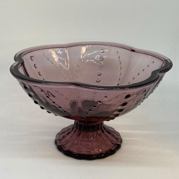 Vintage Purple Studio Pressed Glass Footed Lobed Fruit Bowl 8.25" Diameter