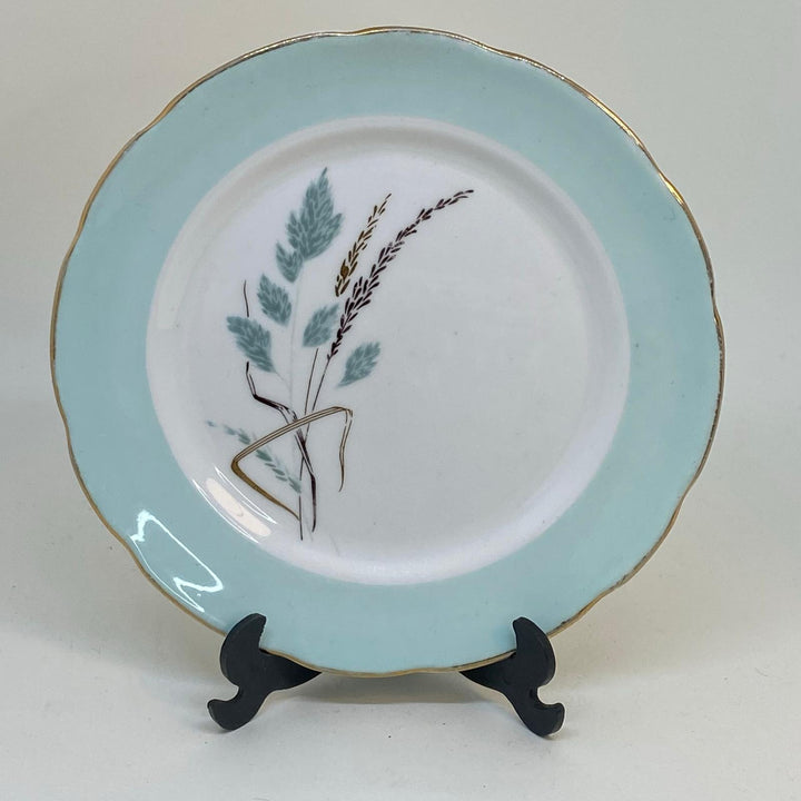 Vintage Light Blue Bone China Wheat Gold Details Sutherland Tea Plate 6.5"