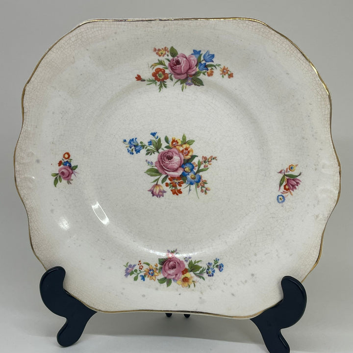Vintage 1920s CAKE SERVING PLATE Floral Motif  8"
