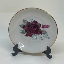 THUN Dark Pink Rose Saucer PIN TRINKET DISH 4.25"