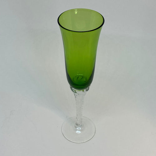 Vintage GREEN Glass TALL GLASS 8.5