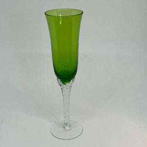 Vintage GREEN Glass TALL GLASS 8.5"