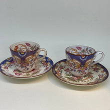 Load image into Gallery viewer, 2 x Small Antique French SARRAGUEMINES Tea Cups (Purple)