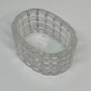 Vintage Moulded Glass Vintage Oval SALT CELLAR Squares Pattern 4 Rows