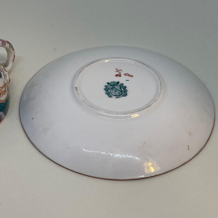 Small Antique French SARRAGUEMINES Tea Cups (Green)