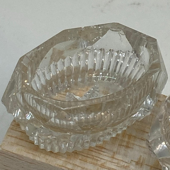 3 x Matching Small Victorian Octagonal CRYSTAL SALTS
