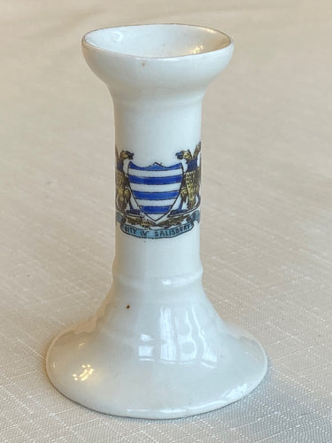 Gemma Czechoslovakia CRESTED WARE Miniature CANDLE STICK Souvenir of SALISBURY