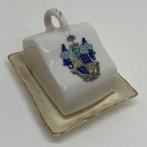 CRESTED WARE Miniature BUTTER DISH Souvenir of BOURNEMOUTH