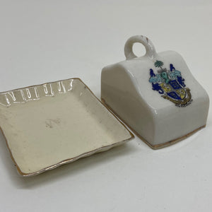 CRESTED WARE Miniature BUTTER DISH Souvenir of BOURNEMOUTH