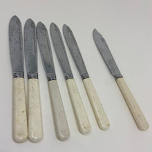 Load image into Gallery viewer, 6 x Vintage Etched Chromium Plated BUTTER or FISH KNIVES