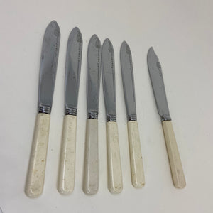 6 x Vintage Etched Chromium Plated BUTTER or FISH KNIVES