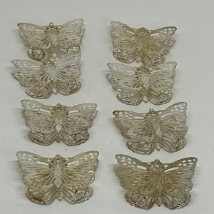 8 x Silver Filigree Reusabe BUTTERFLY Drinking STRAW TOPPERS