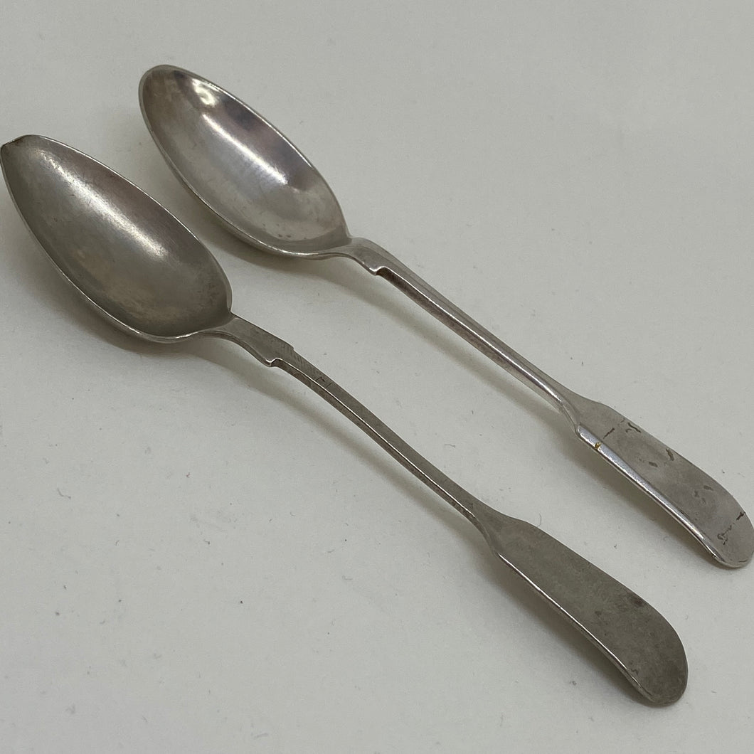 2 x Antique SILVER PLATED Shell TEASPOONS Made in Sheffield & Birmingham