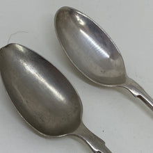 Load image into Gallery viewer, 2 x Antique SILVER PLATED Shell TEASPOONS Made in Sheffield &amp; Birmingham