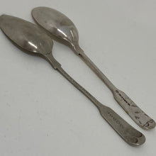 Load image into Gallery viewer, 2 x Antique SILVER PLATED Shell TEASPOONS Made in Sheffield &amp; Birmingham