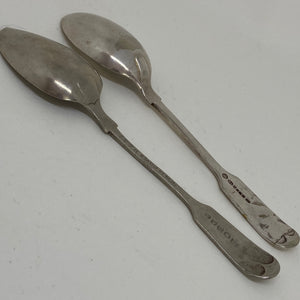 2 x Antique SILVER PLATED Shell TEASPOONS Made in Sheffield & Birmingham