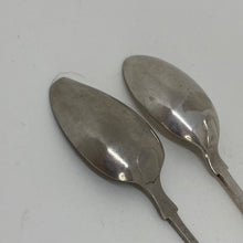 Load image into Gallery viewer, 2 x Antique SILVER PLATED Shell TEASPOONS Made in Sheffield &amp; Birmingham