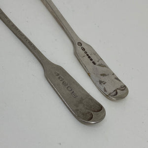 2 x Antique SILVER PLATED Shell TEASPOONS Made in Sheffield & Birmingham