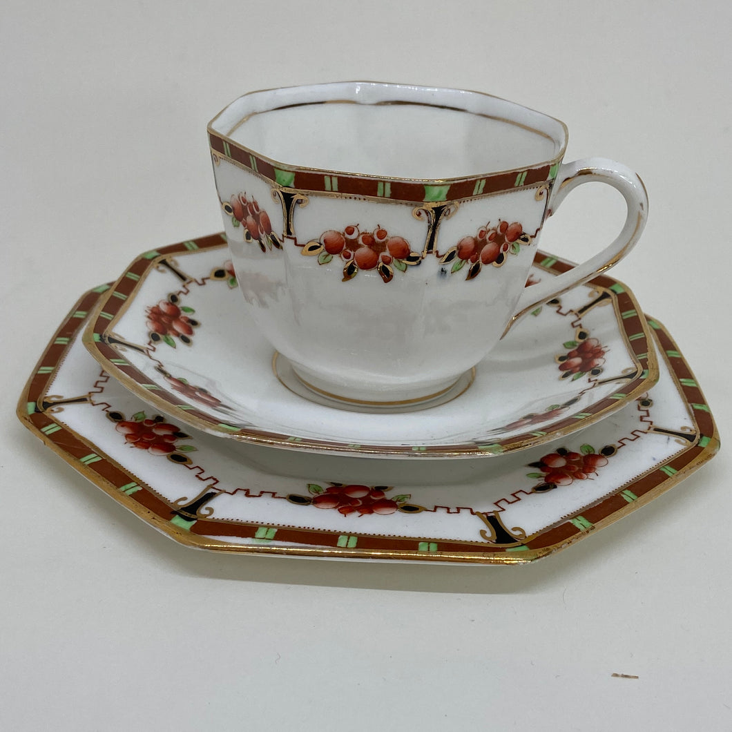 2 x ART DECO Middleton DELPHINE China TEA CUP SET TRIO