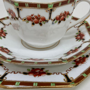 2 x ART DECO Middleton DELPHINE China TEA CUP SET TRIO