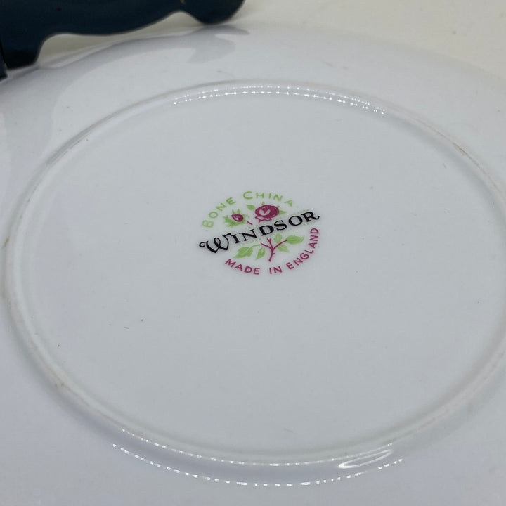 2 x Vintage WINDSOR Pastel Blue Green Autumn Flowers TEA PLATE 6.75"