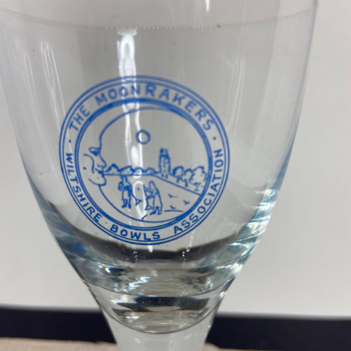 Vintage SHERRY GLASS The Moonrakers Wiltshire Bowls Association