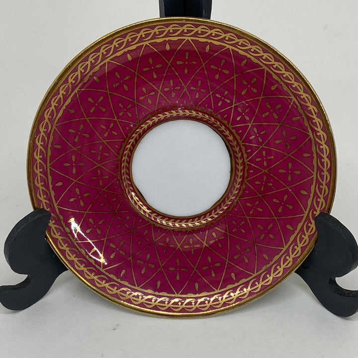 5 x BLUE or BURGUNDY PIN TRINKET DISHES with Golden Decorations