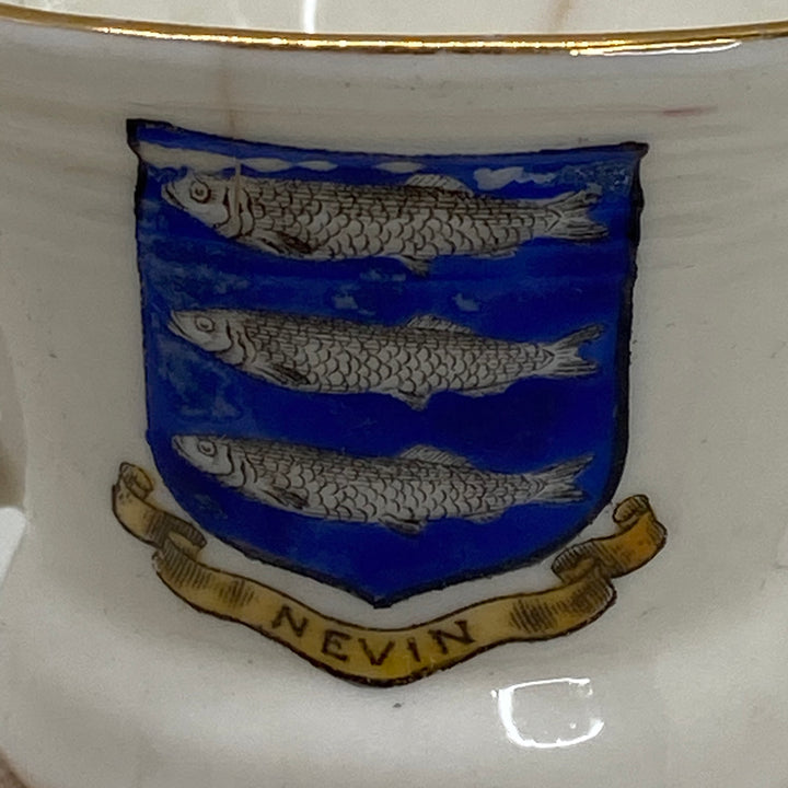W H GOSS China Crested Ware Miniature MORTAR or Vase Souvenir of NEVIN