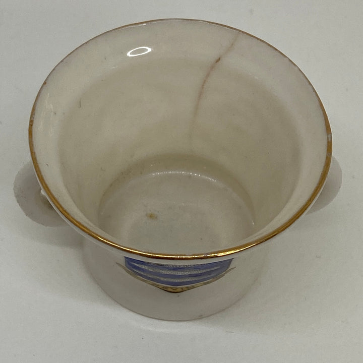 W H GOSS China Crested Ware Miniature MORTAR or Vase Souvenir of NEVIN