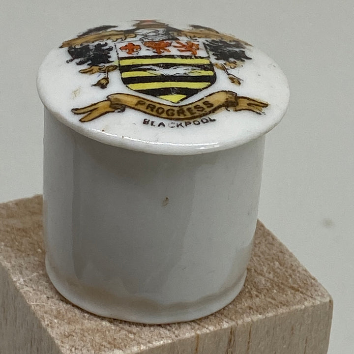 GEMMA Czechoslovakia CRESTED WARE Miniature TRINKET POT Souvenir of BLACKPOOL