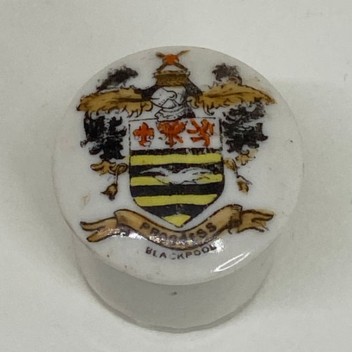 GEMMA Czechoslovakia CRESTED WARE Miniature TRINKET POT Souvenir of BLACKPOOL