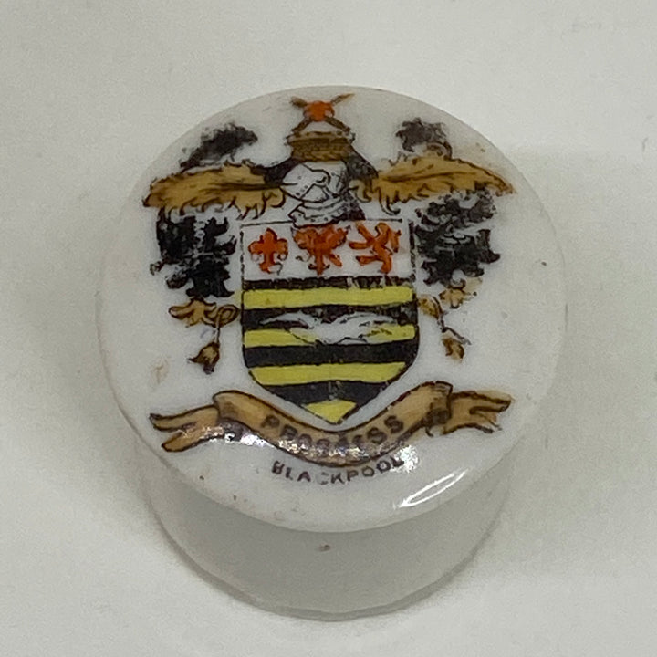 GEMMA Czechoslovakia CRESTED WARE Miniature TRINKET POT Souvenir of BLACKPOOL