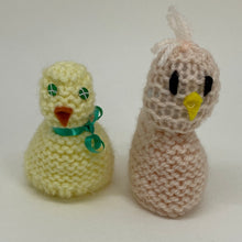 Load image into Gallery viewer, 2 x Hand Knitted EGG COSY Chick and Duckling