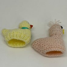 Load image into Gallery viewer, 2 x Hand Knitted EGG COSY Chick and Duckling