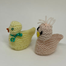 Load image into Gallery viewer, 2 x Hand Knitted EGG COSY Chick and Duckling