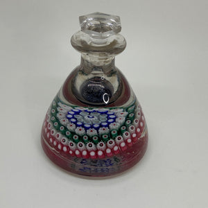 Antique 19 Century MILLEFIORI Glass PAPERWEIGHT INKWELL Rough Pontil Mark