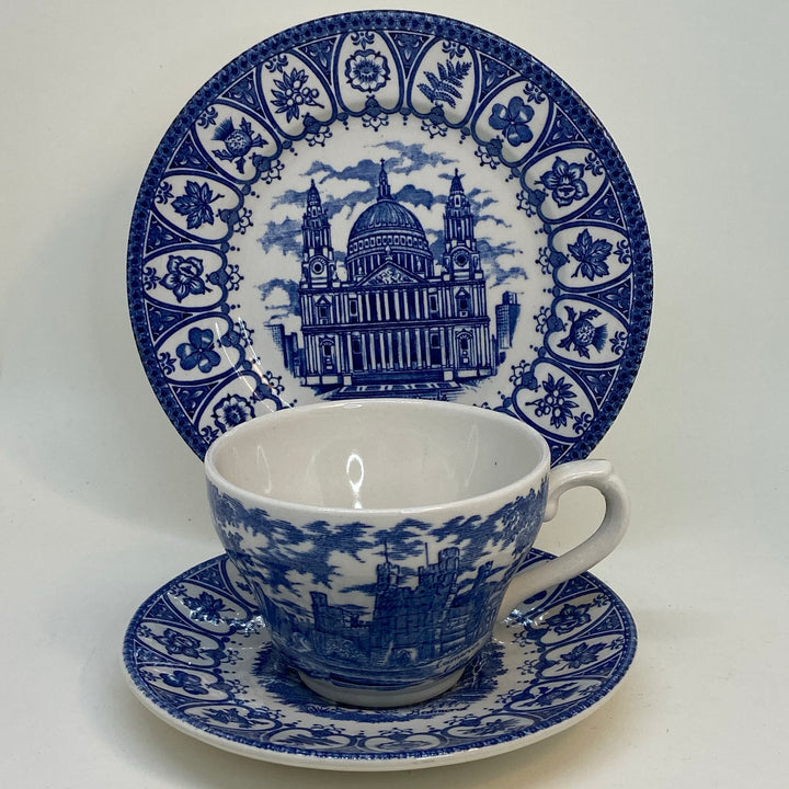 Blue & White BROADHURST TRIO Lady Diana Prince Charles Wedding 1981