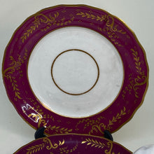 Load image into Gallery viewer, Pair of Regency Antique SPODES Burgundy TEACUP SET TRIOS