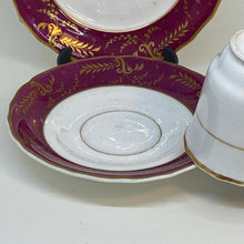 Load image into Gallery viewer, Regency Antique SPODES Burgundy COFFEE CAN CUP TRIO SETS