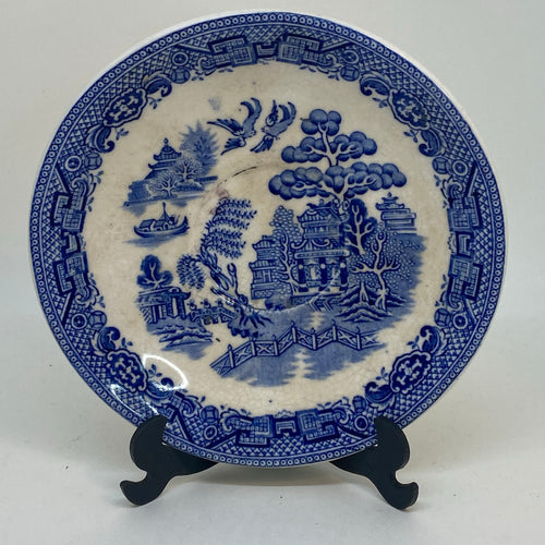 Vintage GIBSON & SONS Spare or Replacement SAUCER Blue and White Willow Pattern
