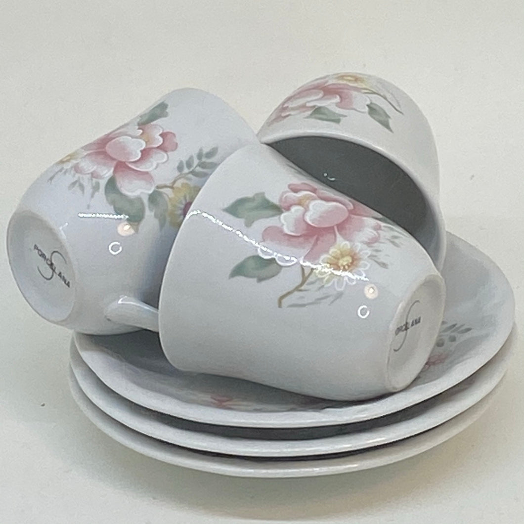 3 x PORCELANA SCHMIDT Coffee Espresso Cup and Saucer DUOS Brazilian