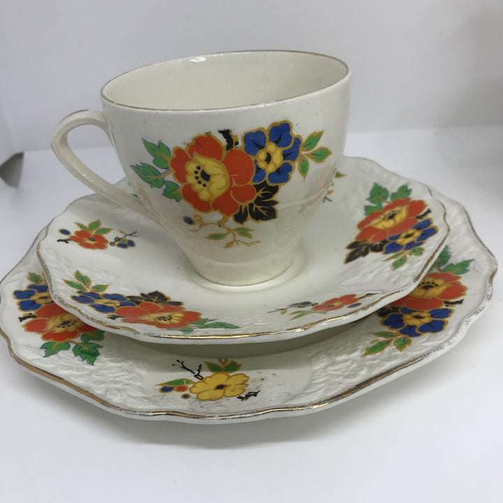 Vintage ART DECO EMPIRE Part TEA CUP TRIO SET 1950s 14 Pieces