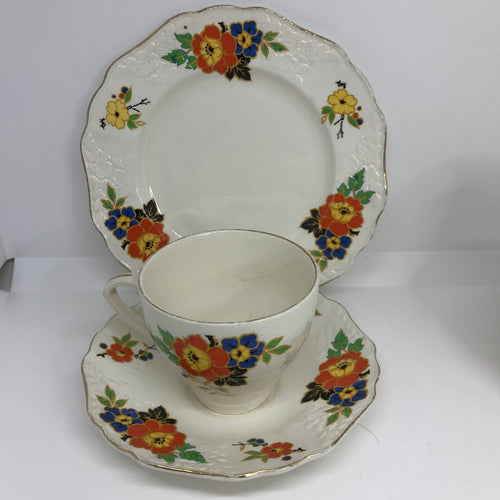 Vintage ART DECO EMPIRE Part TEA CUP TRIO SET 1950s 14 Pieces