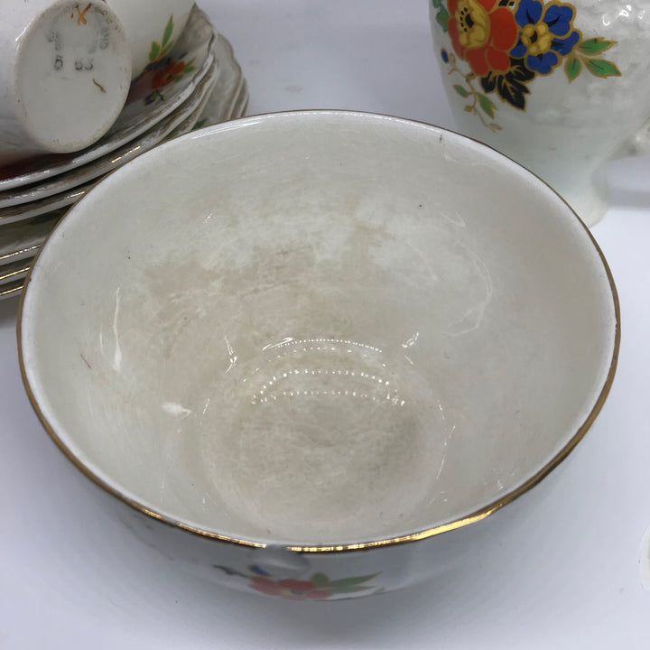 Vintage ART DECO EMPIRE Part TEA CUP TRIO SET 1950s 14 Pieces