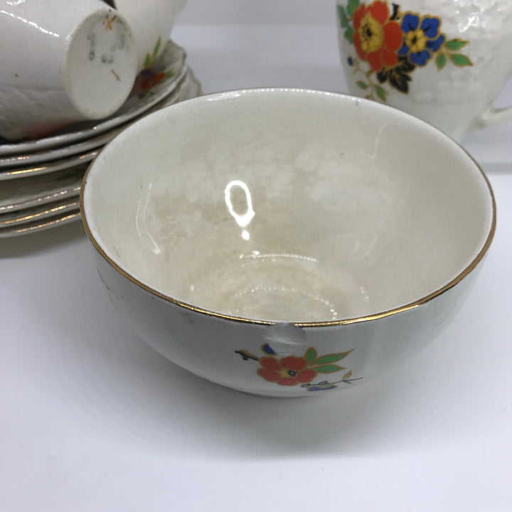 Vintage ART DECO EMPIRE Part TEA CUP TRIO SET 1950s 14 Pieces