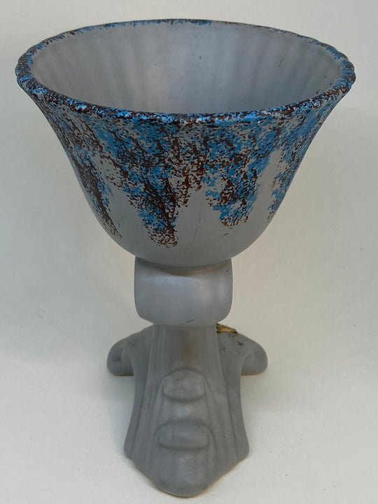 Lovely Vintage TRENTHAM Art Ware Trumpet VASE Blue and Grey
