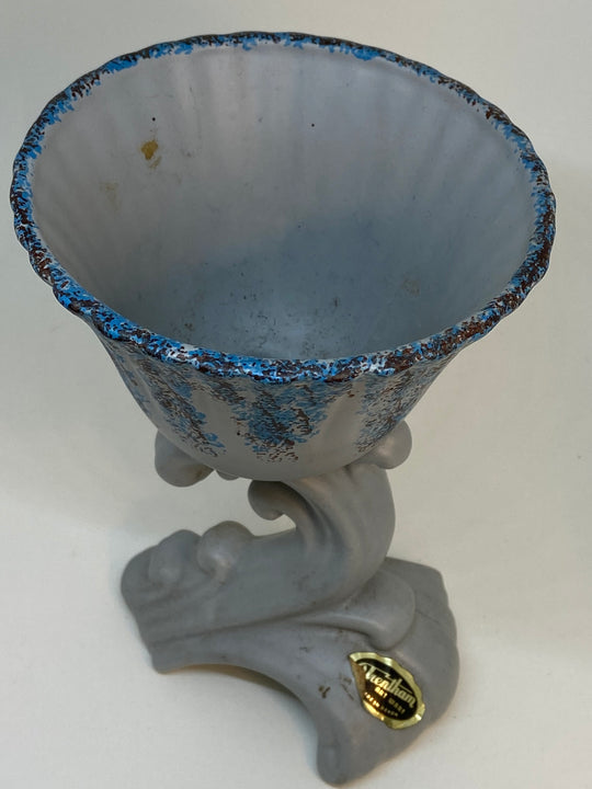 Lovely Vintage TRENTHAM Art Ware Trumpet VASE Blue and Grey