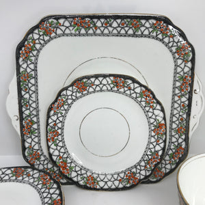 8-piece BALMORAL CHINA Original Art Deco 1930s TEA PLATE SET