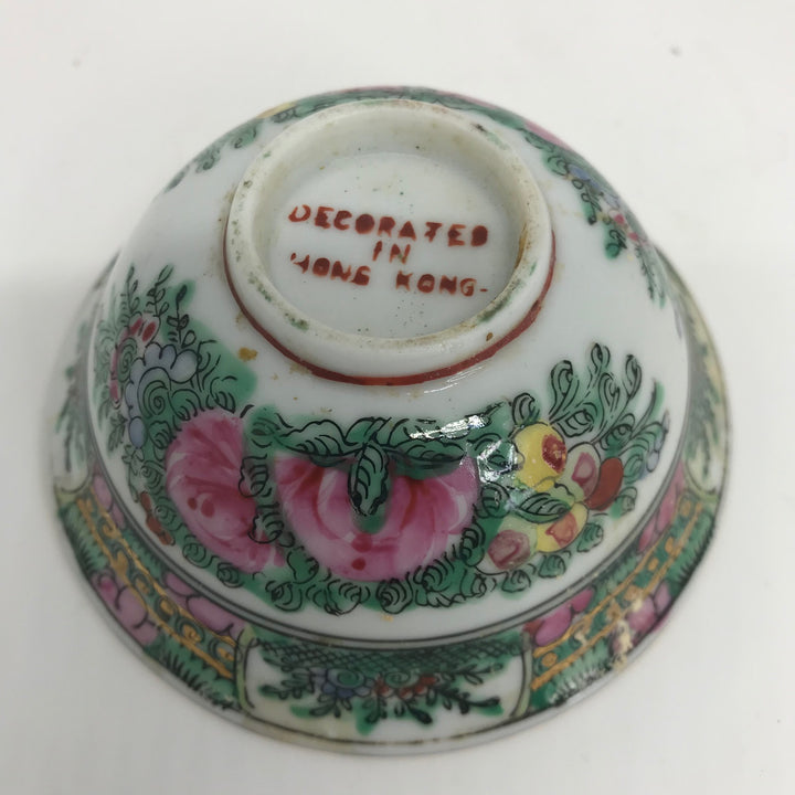 Vintage CHINESE TEA BOWL Decorated in Hong Kong Hand Painted 3.75"